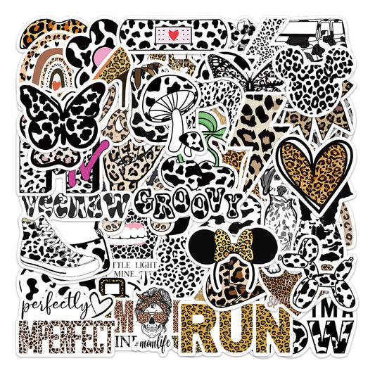 50pcs Leopard Print Stickers Waterproof Reusable DIY Room Decor For Teens Adults