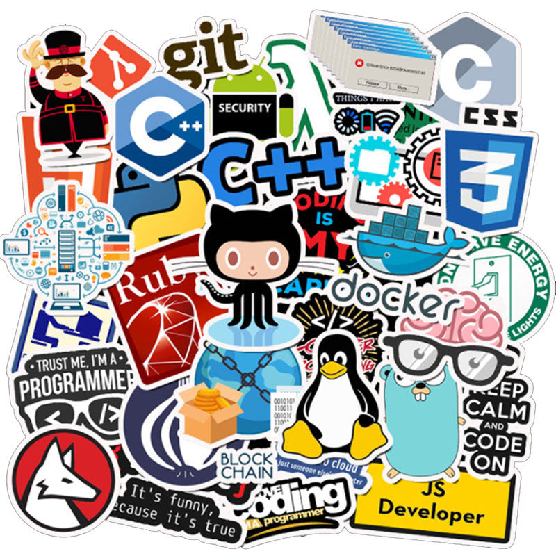 50pcs Hacker Programmer C Git Stickers for DIY Room Decoration