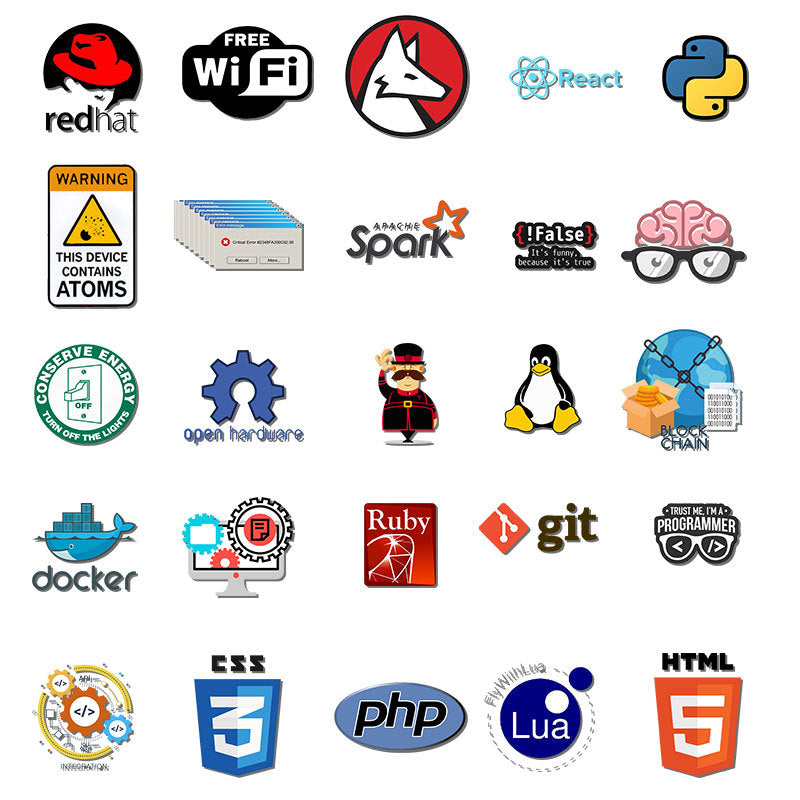 50pcs Hacker Programmer C Git Stickers for DIY Room Decoration