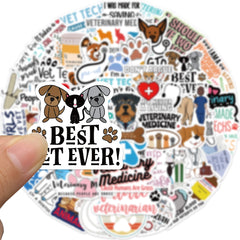 50 Cartoon Vet Stickers Waterproof Reusable DIY Room Decor Phone Computer