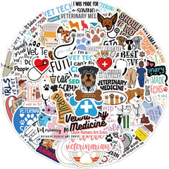 50 Cartoon Vet Stickers Waterproof Reusable DIY Room Decor Phone Computer