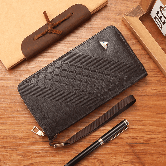 Men's Leather Zipper Handbag Wallet Clutch Bag Phone Bag