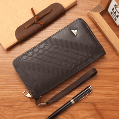 Men's Leather Zipper Handbag Wallet Clutch Bag Phone Bag