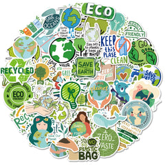 50pcs Earth Environmental Protection Stickers for Luggage Laptop Guitar