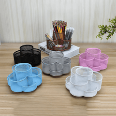 Metal Mesh Rotating Pen Holder Desktop Storage Box