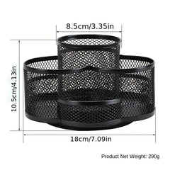 Metal Mesh Rotating Pen Holder Desktop Storage Box