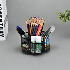 Metal Mesh Rotating Pen Holder Desktop Storage Box
