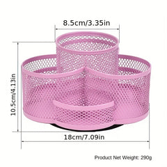 Metal Mesh Rotating Pen Holder Desktop Storage Box