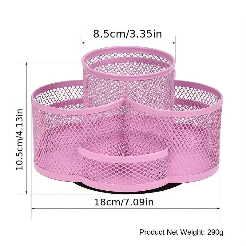 Metal Mesh Rotating Pen Holder Desktop Storage Box