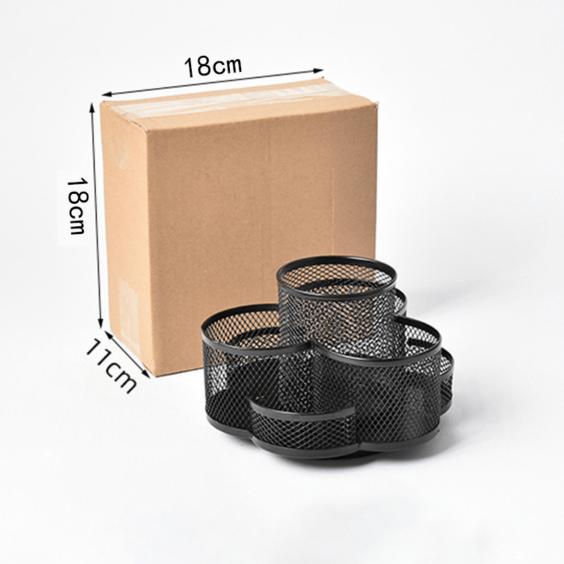 Metal Mesh Rotating Pen Holder Desktop Storage Box