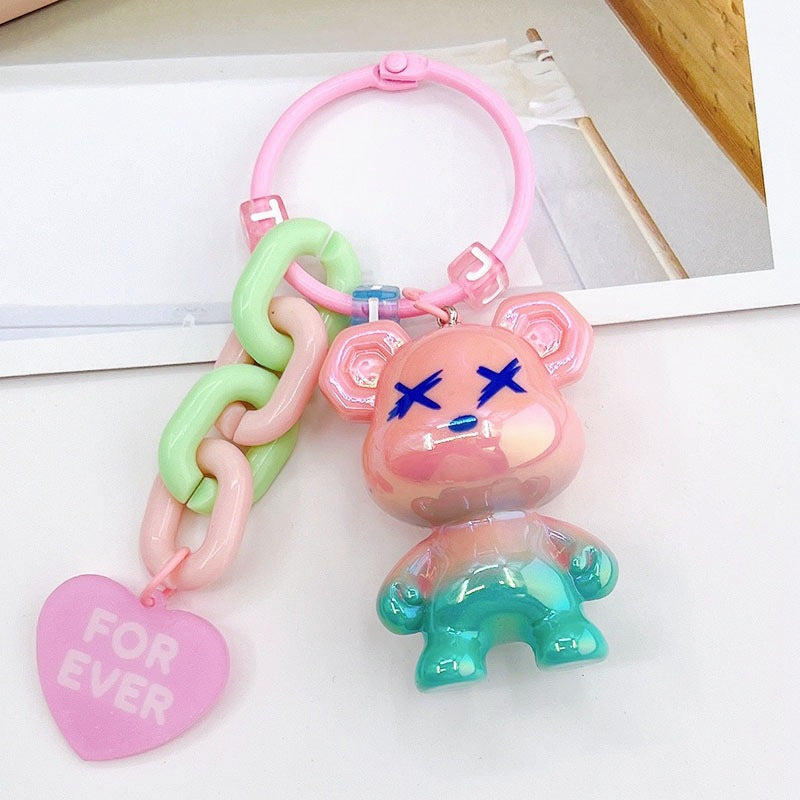 Pearlescent Candy Bear Keychain Pendant for Men