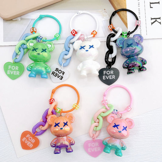 Pearlescent Candy Bear Keychain Pendant for Men