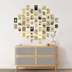 50pcs Vintage Collection Postcards Set Retro Style Plants Butterfly Mushroom