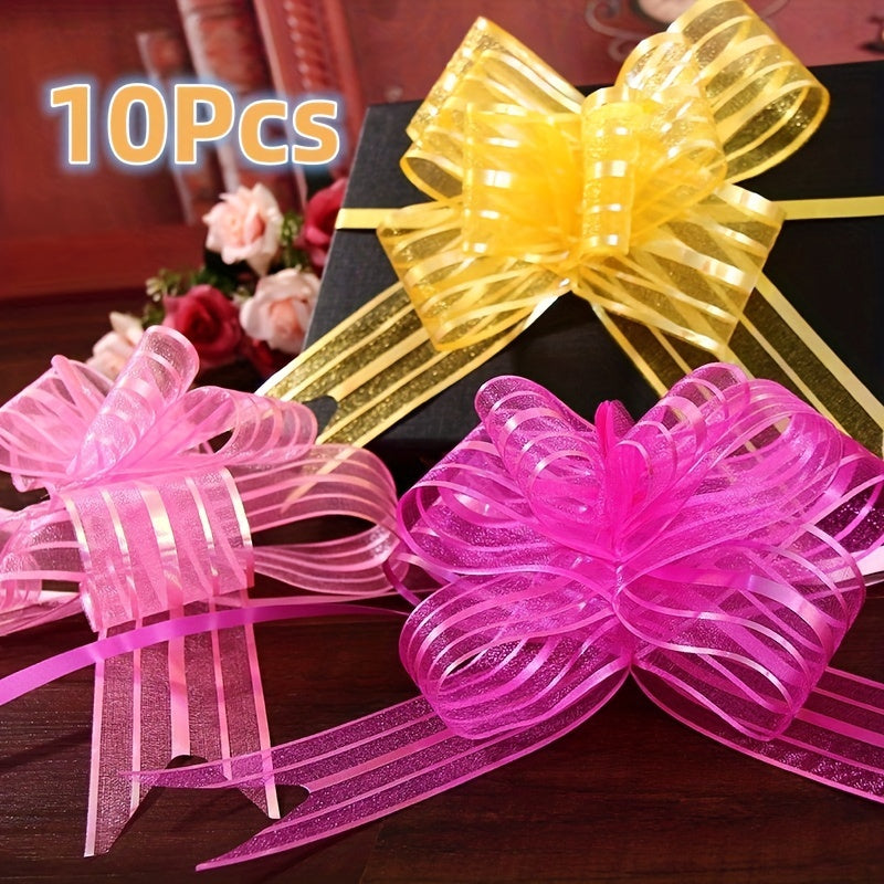 10pcs Pull Flower Ribbons - Colorful Packaging Bow