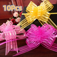 10pcs Pull Flower Ribbons - Colorful Packaging Bow