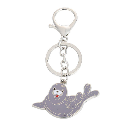 Cartoon Sea Animal Key Chain Dolphin Sea Lion Seal Goldfish Key Pendant
