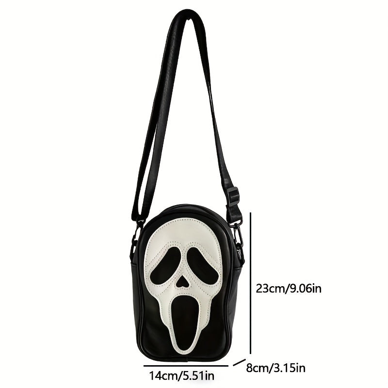 Ghost Skull Crossbody Bag Halloween Zipper Shoulder Bag