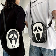 Ghost Skull Crossbody Bag Halloween Zipper Shoulder Bag