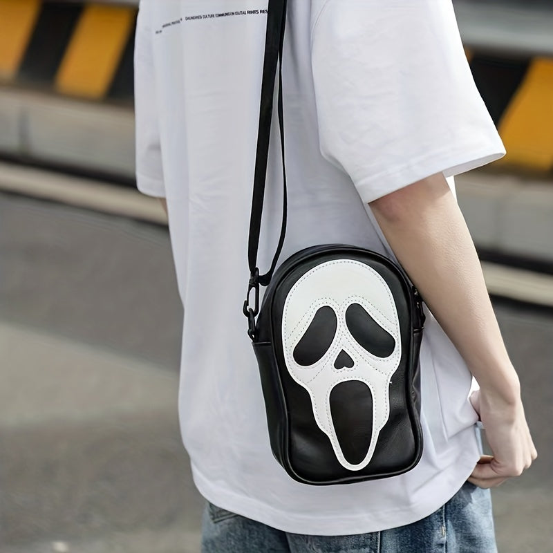 Ghost Skull Crossbody Bag Halloween Zipper Shoulder Bag