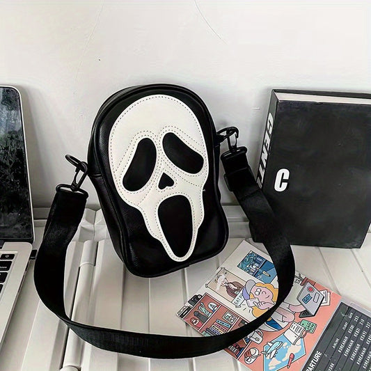 Ghost Skull Crossbody Bag Halloween Zipper Shoulder Bag