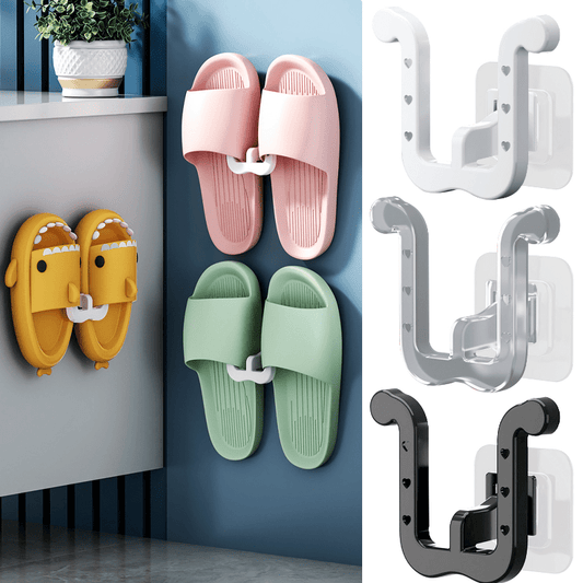 Wall-Mounted Slippers Rack Bathroom Hook Neat Storage Shoe Drying
