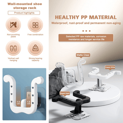Wall-Mounted Slippers Rack Bathroom Hook Neat Storage Shoe Drying