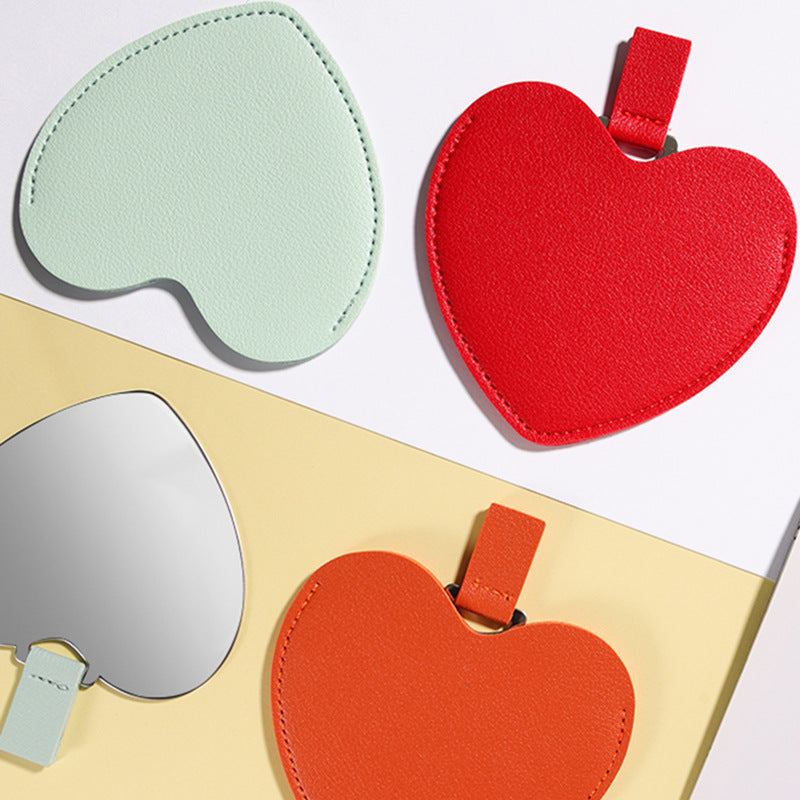 Heart Shaped Makeup Mirror Metal Ultra Thin Mini Vanity Mirror