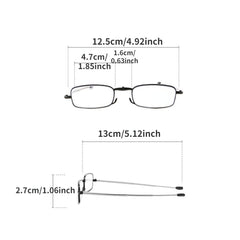 Foldable Metal Full Frame Presbyopia Glasses 150-350 Zipper Bag