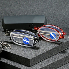 Foldable Metal Full Frame Presbyopia Glasses 150-350 Zipper Bag
