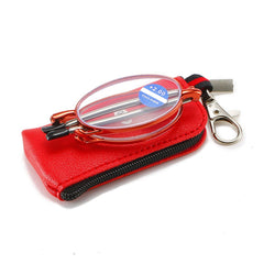 Foldable Metal Full Frame Presbyopia Glasses 150-350 Zipper Bag