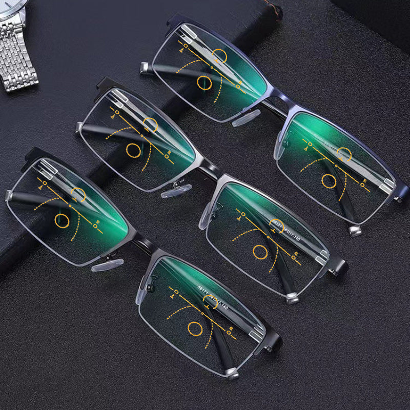 Presbyopia Hyperopia Half Frame Glasses 100-400 Lens With Case