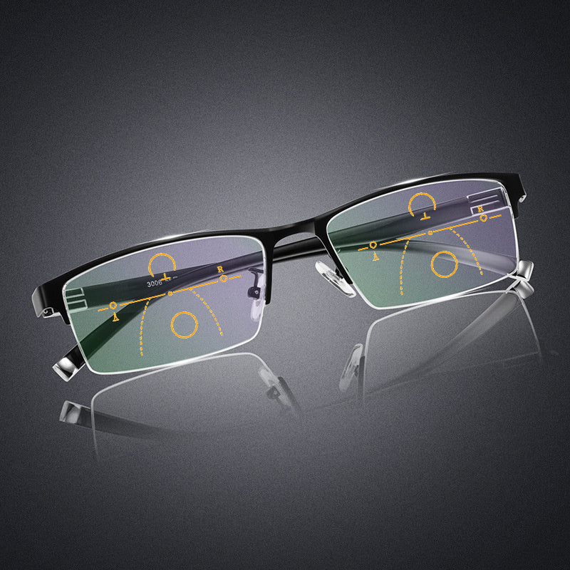 Presbyopia Hyperopia Half Frame Glasses 100-400 Lens With Case