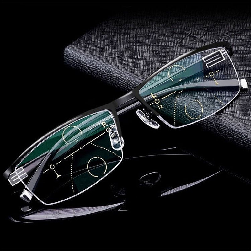 Presbyopia Hyperopia Half Frame Glasses 100-400 Lens With Case