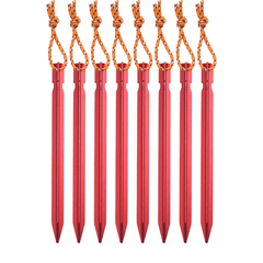 8pcs Aluminum Thickened Camping Tent Pegs with Rope