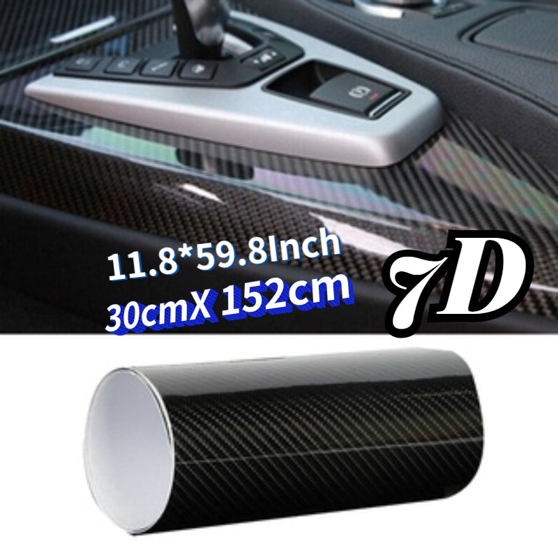 8in High Glossy Car 7D Carbon Fiber Wrapping Vinyl Film Stickers Waterproof