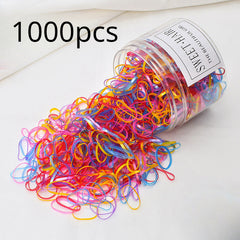 1000pcs Mini Colorful Hair Ties Hair Bands Set For Girls