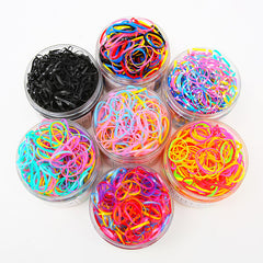 1000pcs Mini Colorful Hair Ties Hair Bands Set For Girls