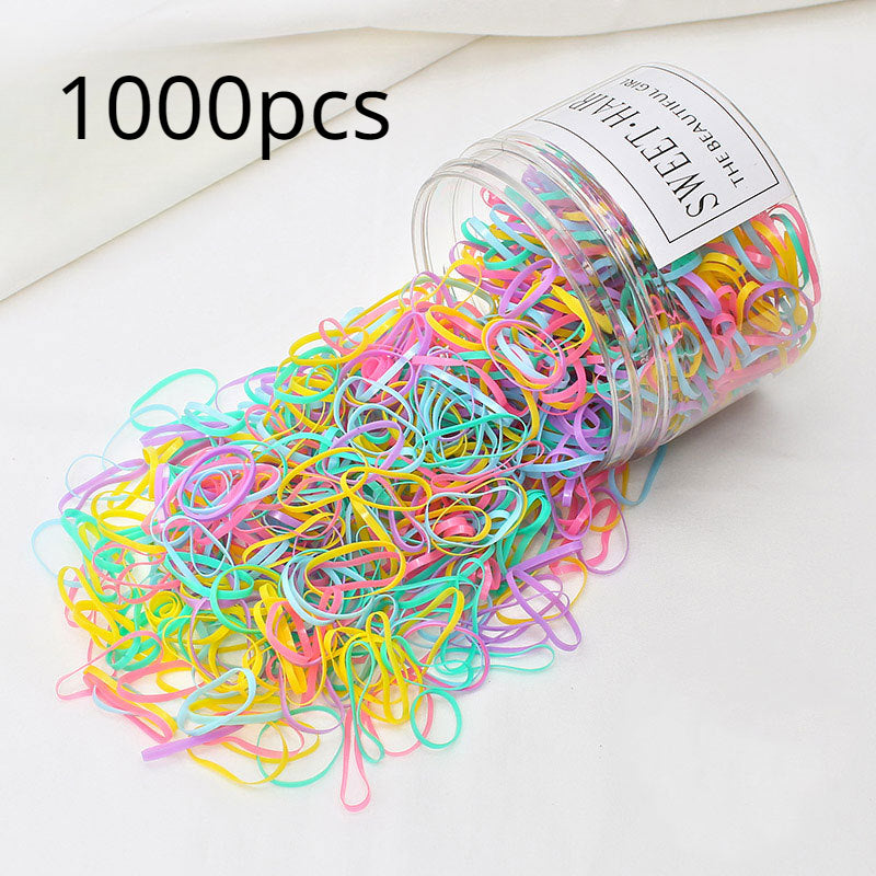 1000pcs Mini Colorful Hair Ties Hair Bands Set For Girls