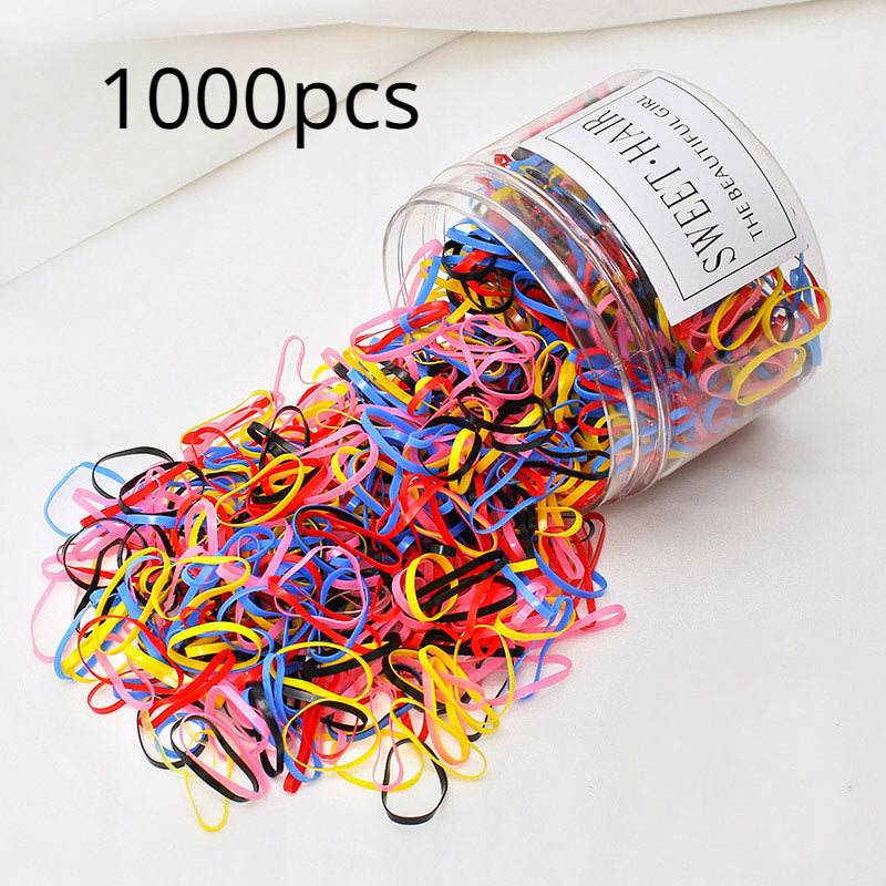1000pcs Mini Colorful Hair Ties Hair Bands Set For Girls