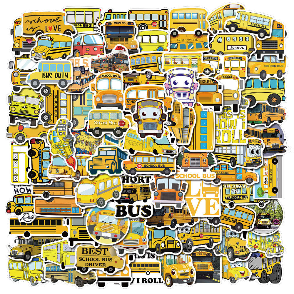 100pcs Cartoon School Bus Stickers Waterproof DIY Room Decoration