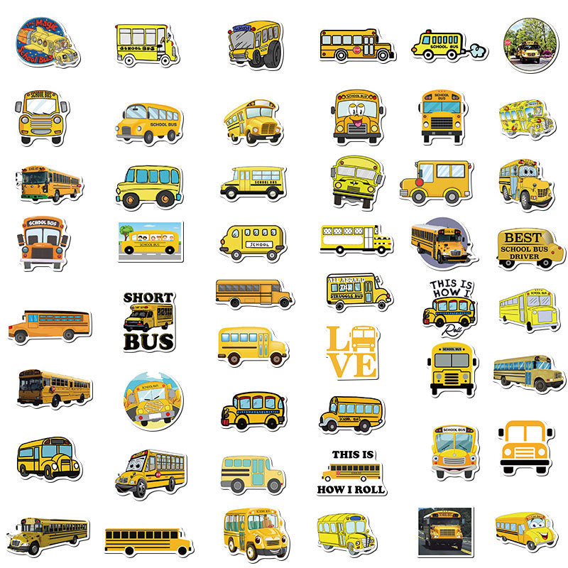 100pcs Cartoon School Bus Stickers Waterproof DIY Room Decoration
