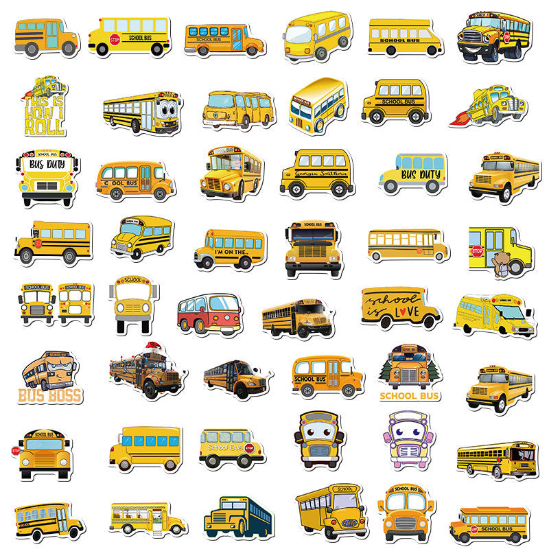 100pcs Cartoon School Bus Stickers Waterproof DIY Room Decoration