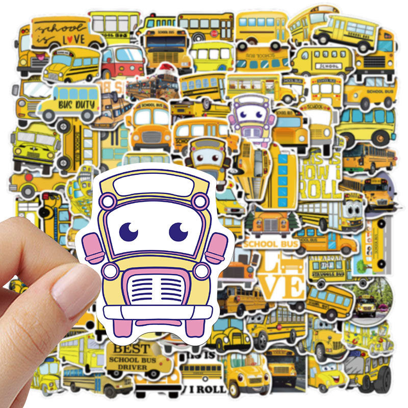 100pcs Cartoon School Bus Stickers Waterproof DIY Room Decoration