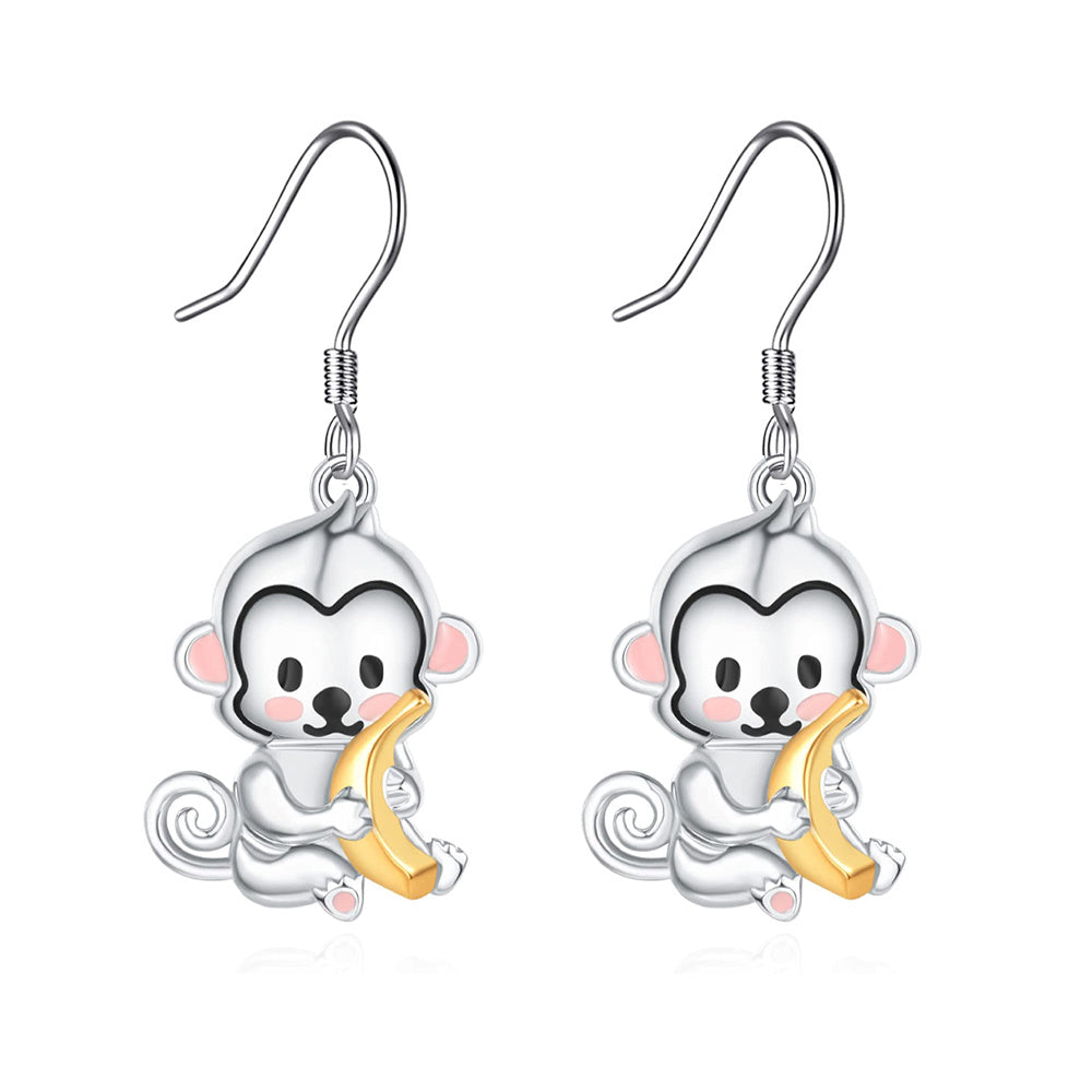Monkey Hug Banana Earrings Women Girls Birthday Christmas
