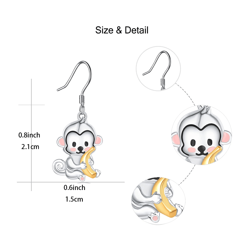 Monkey Hug Banana Earrings Women Girls Birthday Christmas