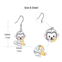 Monkey Hug Banana Earrings Women Girls Birthday Christmas