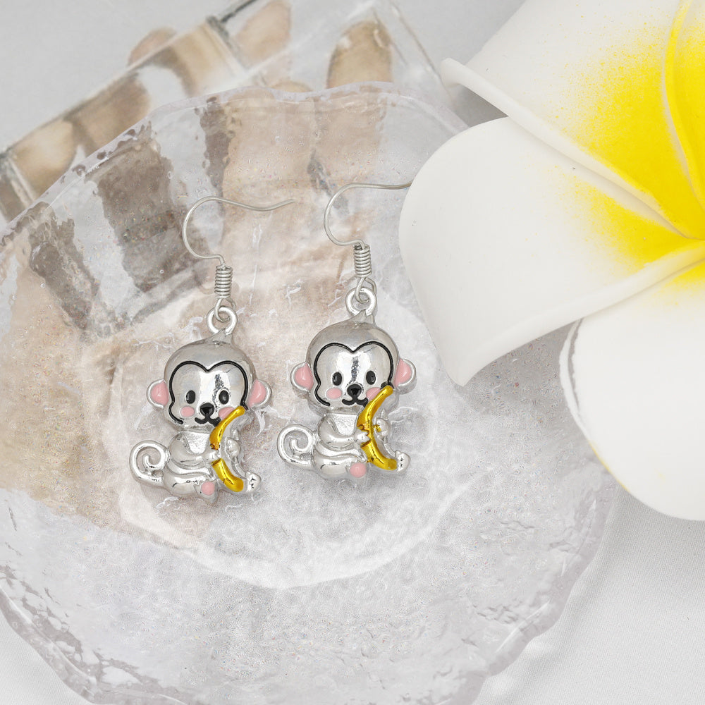 Monkey Hug Banana Earrings Women Girls Birthday Christmas