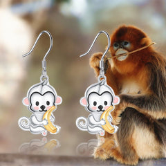 Monkey Hug Banana Earrings Women Girls Birthday Christmas