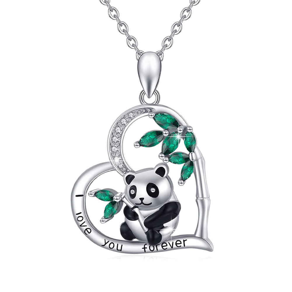 Cartoon Panda Heart Necklace for Girls - Birthday or Christmas Gift