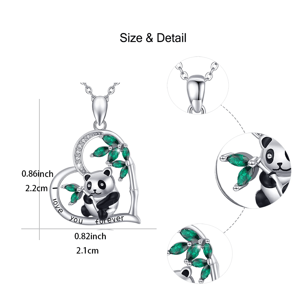 Cartoon Panda Heart Necklace for Girls - Birthday or Christmas Gift